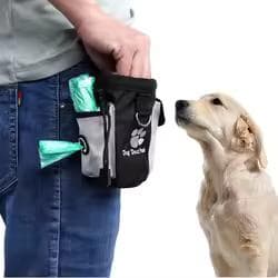 Sac ceinture mains libres pour chien avec poche friandises en silicone